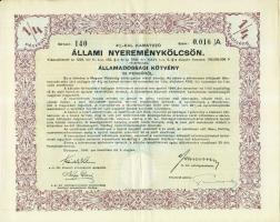 1941. Államadóssági kötvénye 50P-ről (2x) egymásutáni sorszámokkal, szelvényekkel