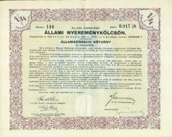 1941. Államadóssági kötvénye 50P-ről (2x) egymásutáni sorszámokkal, szelvényekkel