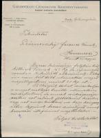 1912 Oroszka, Garamvölgyi Cukorgyár Részvénytársaság fejléces levélpapírjára írt levél, rajta az igazgató aláírásával