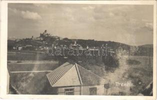 1935 Trencsén, Trencín; vasúti híd, vár / railway bridge, castle ruins. photo (fl)