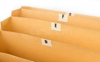 Régi betűrendes előrendező mappa, kissé kopott borítóval, kisebb szakadásokkal, 30x34 cm