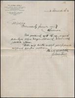 1912 Ipolyság, Feldmann Károly a Kühne E. gazdasági Gépgyár fejléces levélpapírjára írt levél Feldmann Károly aláírásával