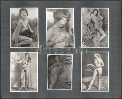 12 db erotikus fotó albumlapra ragasztva, 8×6 és 14,5×9 cm
