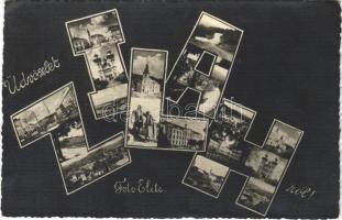 1943 Zilah, Zalau; mozaiklap / multi-view postcard. Foto Elite