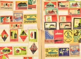 60 db régi magyar gyufacímke berakólapokon (Liga margarin, Radion mosópor, stb.)