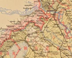 1900 A Magyar Állam közigazgatási térképe, vászontérkép, kiadja: M. kir állami nyomda, hiányos, II. ...