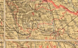 1900 A Magyar Állam közigazgatási térképe, vászontérkép, kiadja: M. kir állami nyomda, hiányos, II. ...