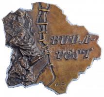 Kiss Kovács Gyula (1922-1984) DN Budapest a fővárost formázó öntött Br emlékplakett (~100x115mm) T:1-