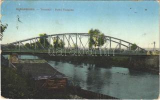 1912 Karánsebes, Caransebes; Temes híd. W. L. Bp. 1470. / Podul Timisulni / bridge (szakadás / tear)