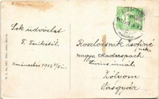 1912 Karánsebes, Caransebes; Temes híd. W. L. Bp. 1470. / Podul Timisulni / bridge (szakadás / tear)