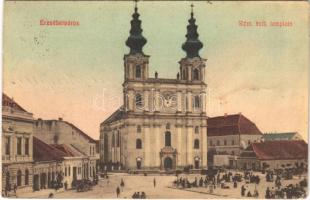 1908 Erzsébetváros, Dumbraveni; Római katolikus templom, piac, üzletek / Catholic church, market, shops (EK)