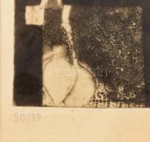 Maurer Dóra (1937-): Holtak háza (Pompeji sorozat 1.), 1963. Rézkarc, vegyes technika, papír, jelzet...