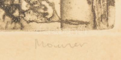 Maurer Dóra (1937-): Holtak háza (Pompeji sorozat 1.), 1963. Rézkarc, vegyes technika, papír, jelzet...