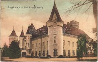 1917 Nagykároly, Carei; Gróf Károlyi kastély. Vasúti levelezőlapárusítás 12. / castle (EB)