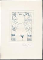 Kass János (1927-2010): Női akt, rézkarc, papír, jelzett, 15,5×11,5 cm