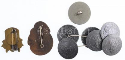 6db "Mária Terézia" ábrázolású fém érmegomb + 1859. 1/4Fl előlapját ábrázoló fém gombérem ...