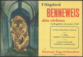 Villamosplakát: Világhírű Benneweis dán cirkusz vendégjátéka a Fővárosi Nagycirkuszban, tigris, 33,5×24 cm