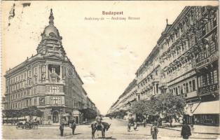 1912 Budapest VI. Andrássy út, üzletek (képeslapfüzetből / from postcard booklet) (b)