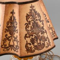 Kristály asztali lámpa. Bőr burával. XX. sz. eleje. Jó állapotban. 55 cm