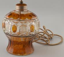 Kristály asztali lámpa. Bőr burával. XX. sz. eleje. Jó állapotban. 55 cm