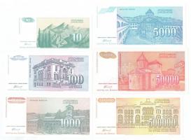 Jugoszlávia 1994. 10D + 100D + 1000D + 5000D + 50.000D + 500.000D (6xklf) T:I,I-
Yugoslavia 1994. 1...