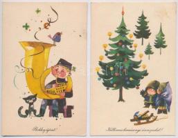 36 db MODERN magyar grafikai üdvözlő motívum képeslap  / 36 modern Hungarian graphic motive postcard...