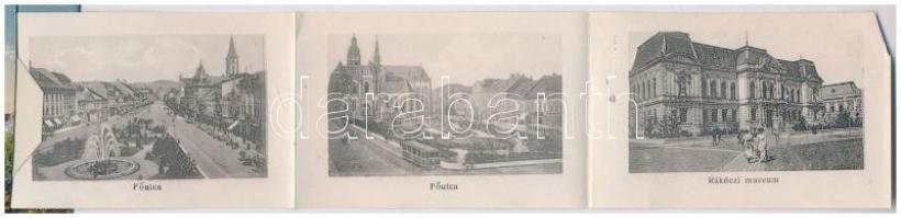 1917 Kassa, Kosice; színház. leporello belül a vasútállomással / theatre. leporellocard with railway...