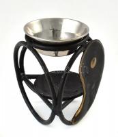 Jin-jang kovácsoltvas párologtató, kopásokkal, 8,5x8x9,5 cm