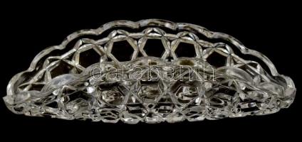 Judaika kristály tál. Jelzés nélkül kis lepattanással 25x13 cm