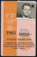 1963 FVV fényképes utazási igazolvány, villamosbérlet