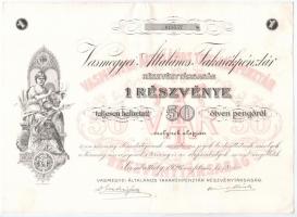Szombathely 1926. "Vas Megyei Takarékpénztár" névre szóló részvény 50P-ról (4x) sorszámköv...