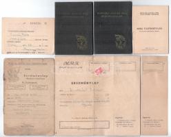 cca 1950-1953 Munkára Harcra Kész Sportmozgalom 7 db igazolványa és nyomtatványa