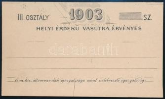 1903 Helyi Érdekű Vasút (HÉV) III. osztályára szóló igazolvány, kitöltetlen