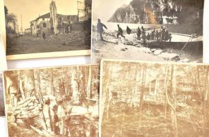 cca 1914-1918 9 db I. világháborús katonai fotó, köztük több feliratozva, 16,5x11 cm és 18x13 cm köz...