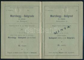 1910 Marchegg-Budapest-Belgrád különvonati füzetjegy minta