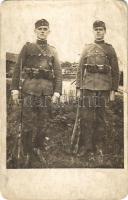 1930 Szentgyörgyvölgy, SHS-CXC magyar-jugoszláv határkő a határőrökkel / Hungarian-Yugoslavian border with border guards. photo (szakadás / tear)