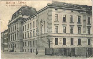 1915 Ljubljana, Laibach; K.K. Landwehr-Kaserne / K.u.K. military barracks (small tear)