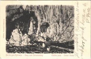 1904 Postojna, Adelsberg; Pot do gore Kalvarije, Otoska jama / Gang zum Calvarienberg, Otoker Grotte / Otok Cave, interior, road (EK)