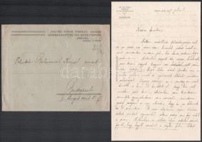 1907 Pöstyén Fürdői Főbérlet Winter Sándor és Fiai Igazgatóság fejléces levélpapír (levél) és boríték