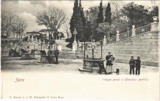 Zadar, Zara; Cinque pozzi e Giardino pubblico / wells and park (képeslapfüzetből / from postcard booklet)