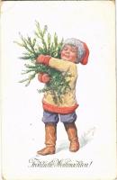 1918 Fröhliche Weihnachten! / Children art postcard with Christmas greeting. B.K.W.I. 2925-1. s: K. Feiertag (EK)