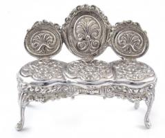 Ezüst(Ag) miniatűr szalonbútor szett (4 db), jelzett (magyar fémjel), nettó: 79,6 g