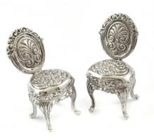 Ezüst(Ag) miniatűr szalonbútor szett (4 db), jelzett (magyar fémjel), nettó: 79,6 g