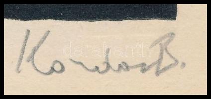 Kondor Béla (1931-1972): Találkozások. Fametszet, papír, paszpartuban, utólagos jelzéssel, 13,5×11 c...