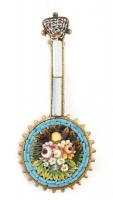Muranoi mandolin formájú üveg kitűző, bross / Murano badge 43 mm