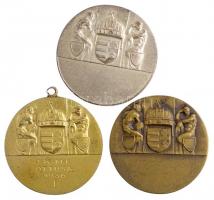 Sződy Szilárd (1878-1939) 1936-1946. 3xklf, aranyozott Br, ezüstözött Br és Br sportérem, egyik füllel (46mm) T:2