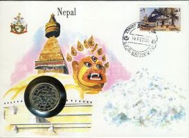 Nepál 1979. 1R érmés, bélyeges borítékon T:1