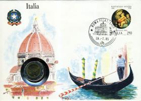 Olaszország 1985. 500L érmés, bélyeges borítékon T:1