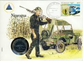 Nicaragua 1984. 1C érmés, bélyeges borítékon T:1