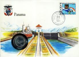 Panama 1983. 1/4B érmés, bélyeges borítékon T:1